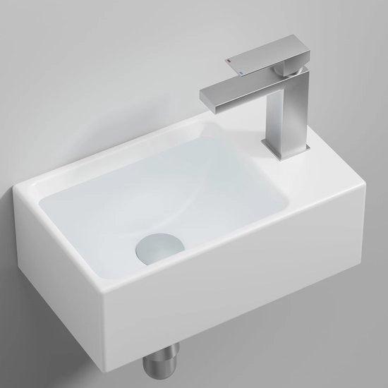Lavabo da Contropiano per Bagno di Servizio Lavabo Ceramico per Lavarsi le Mani Bagno per Lavabo 30.8 x 18.3 x 11.4 cm Bianco