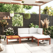 Set Divani da Giardino 4 pz con Cuscini Crema Massello Acacia cod mxl 41686