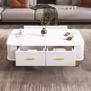 Tavolino da Caff¨¨ con Cassetti ¨C MINIMAL ¨C Gambe Dorate, Design Moderno, Soggiorno