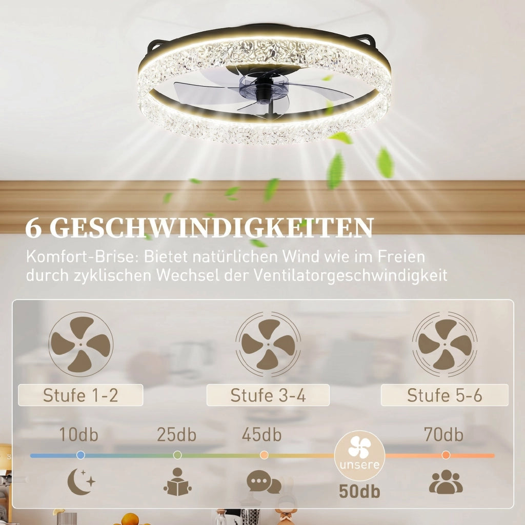 Ventilatore da Soffitto con Luce LED Dimmerabile ¨C Xylo ¨C Telecomando, Nero