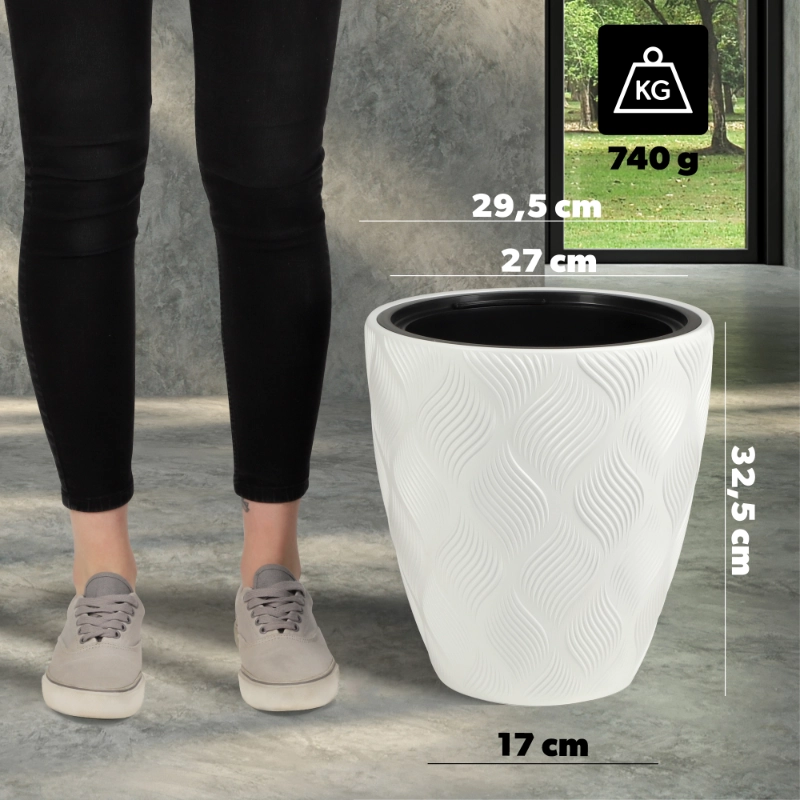 Vaso da fiori KADAX con inserto 32 cm, copertura in plastica alta