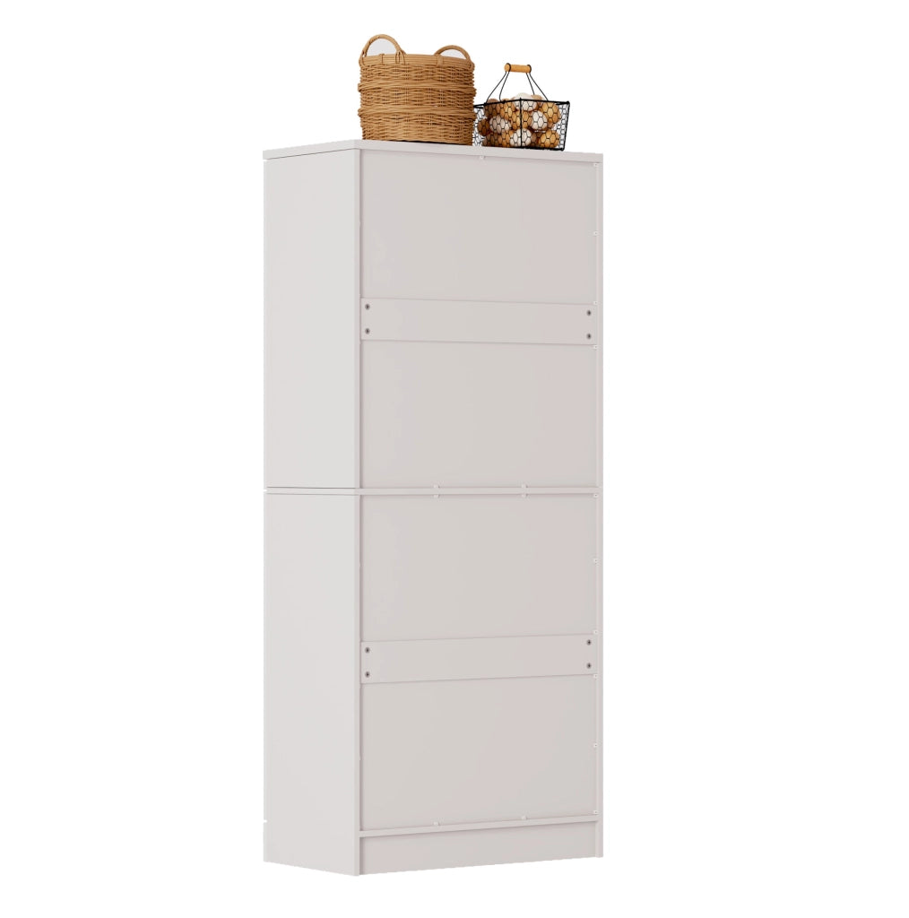 Mobile dispensa 76x42x180 cm con 4 ante e ripiani regolabili in MDF bianco e naturale
