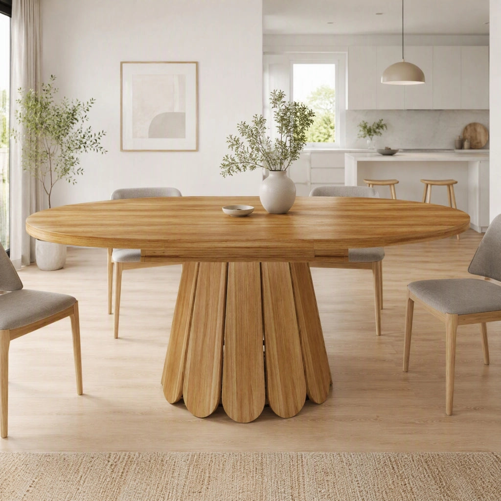 Tavolo da pranzo allungabile rotondo 118-158 cm marrone