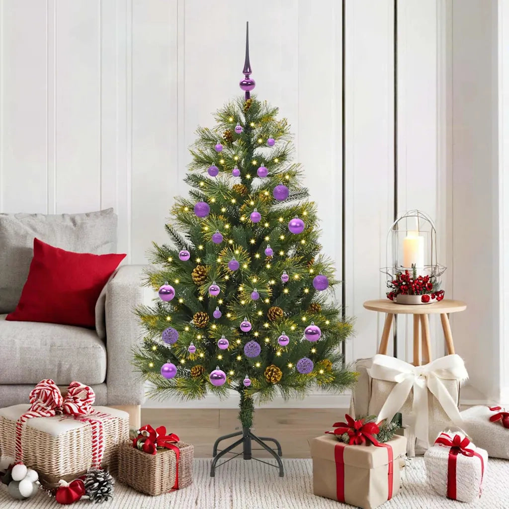 Albero di Natale | Decorazioni natalizie artificiale pieghevole con coni Verde 150 cm