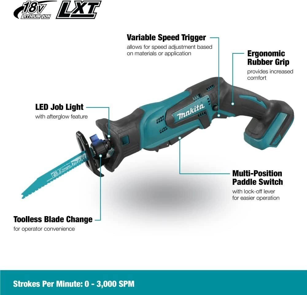 Makita DJR183Z sega alternativa 3000 spm (fogli per minuto) Nero, Blu