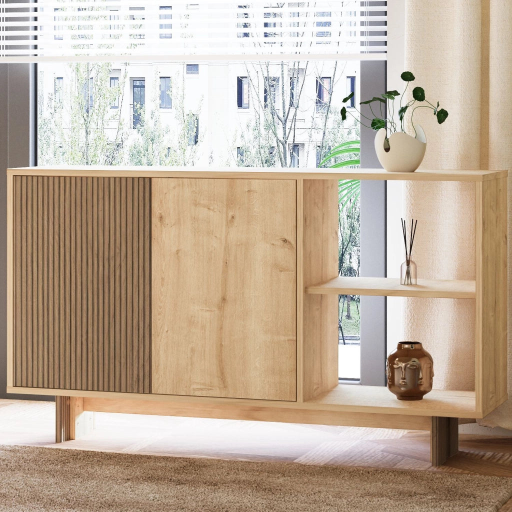 Credenza in legno "Ravello" - 140 x 35 x 80 cm - Beige