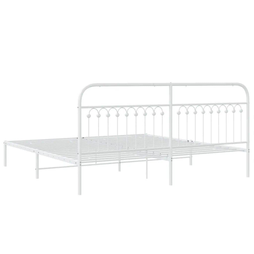 Giroletto con Testiera-Struttura Letto con testiera Metallo Bianco 193x203 cm 265822