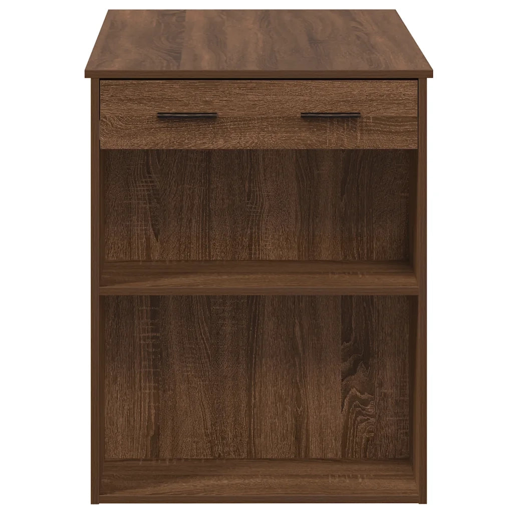 Scrivania con Cassetto Ripiano Rovere Marrone Legno Multistrato 858692