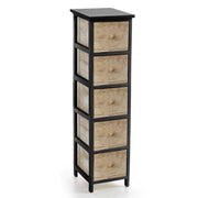 CASSETTIERA IN LEGNO NERO CON 5 CASSETTI IN COLORE NATURALE 26 X 32 X 98 CM
