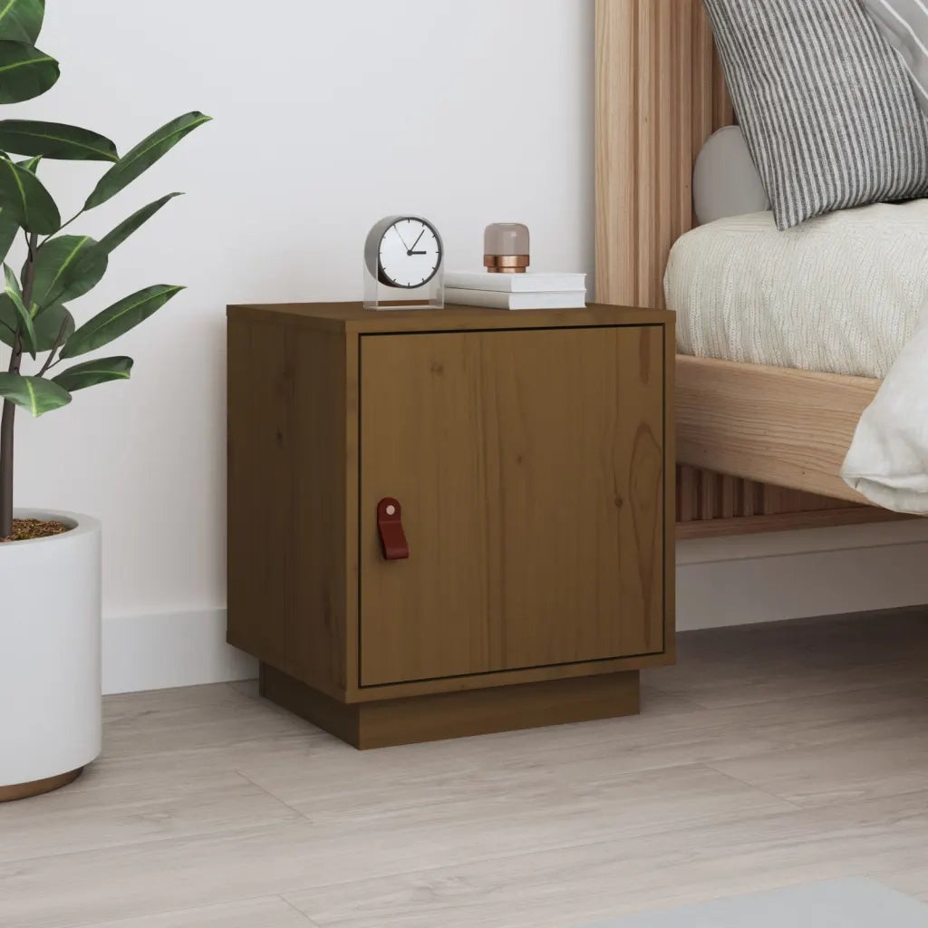 Comodino-Tavolino da notte Marrone Ambrato 40x34x45 cm in Legno Massello di Pino 926913