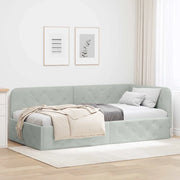 Cornice del letto ad angolo Grigio chiaro 90 x 190 cm Velluto 42016523
