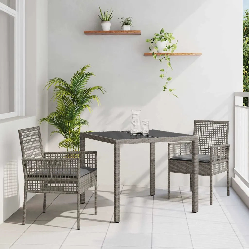 Set da Pranzo per Giardino 3 pz | Set Salotto da Giardino Grigio polyrattan
