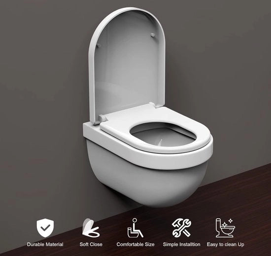 Braccio di toilette in Duroplast con meccanismo softclose e chiusura rapida per una facile pulizia