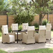 Set da Pranzo per Giardino con cuscino 7 pcs Beige polyrattan 3380447