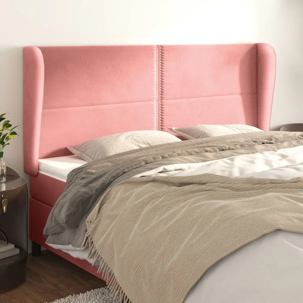 Testiera ad Orecchio Rosa 203x23x118/128 cm in Velluto