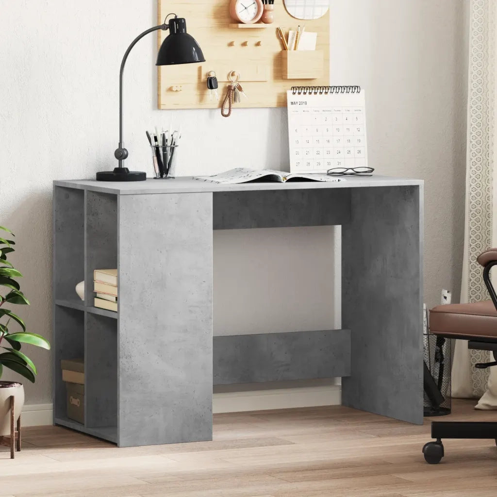 Scrivania | Tavolo da Ufficio Grigio Cemento 102x50x75 cm in Legno Multistrato