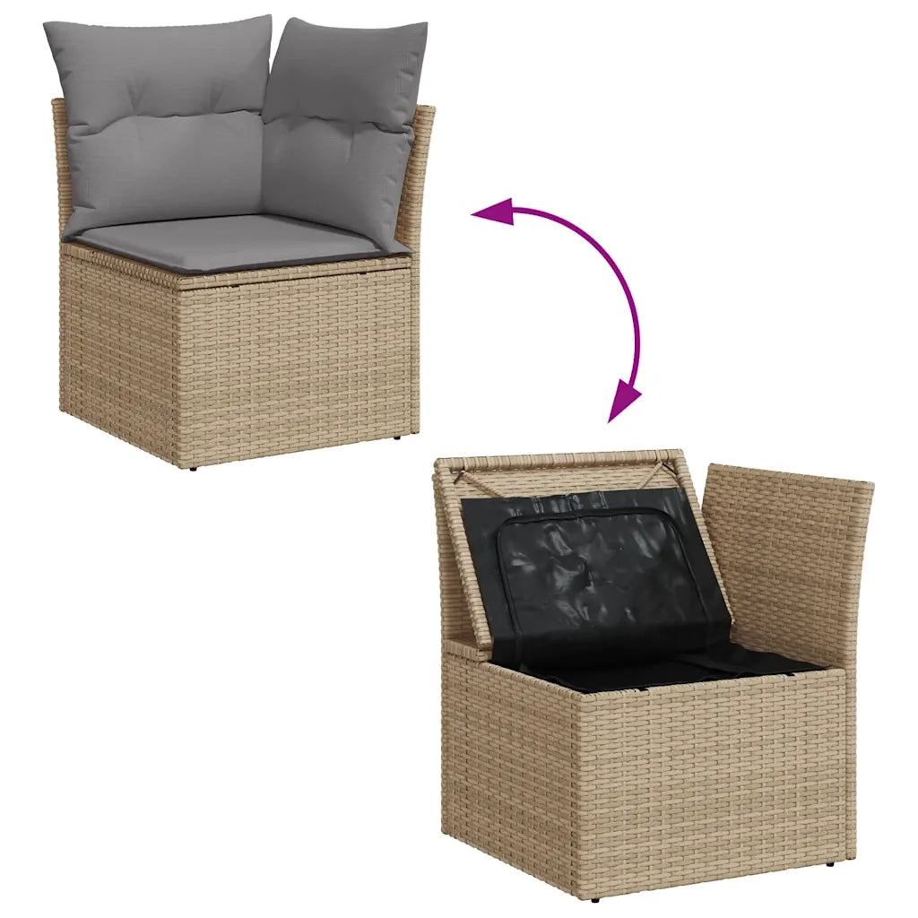 Set Divani da Giardino 7 pz con Cuscini Beige in Polyrattan 3326670