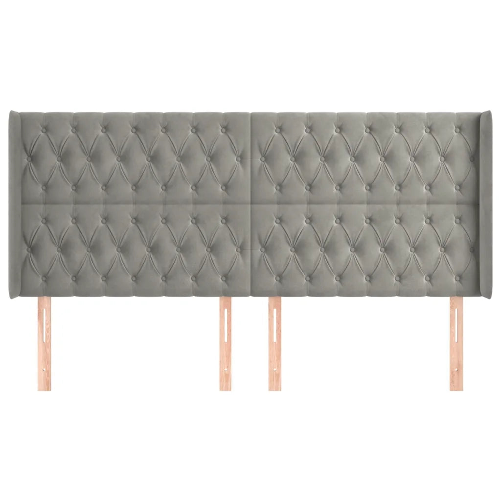 Testiera ad Orecchio Grigio Chiaro 203x16x118/128 cm in Velluto cod mxl 43139