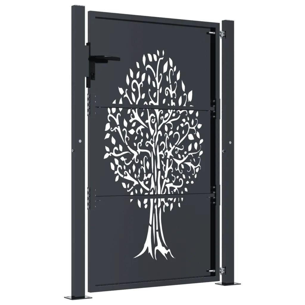 Cancello Giardino Antracite 105x155 cm in Acciaio Design Albero