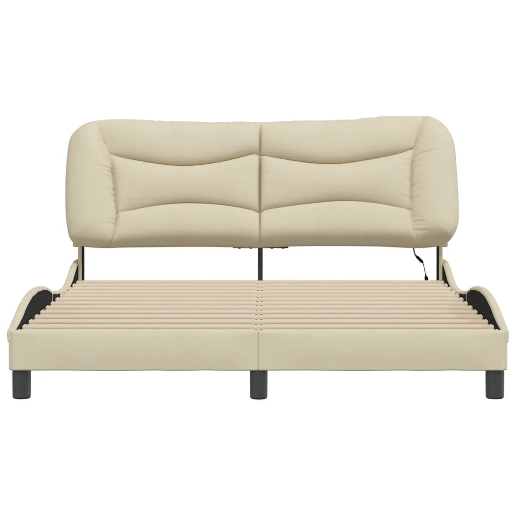 Giroletto con LED senza Materasso-Struttura Letto Hvar Crema 160x200 cm in Tessuto