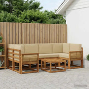 Set di divani da esterno 7 pcs Naturale e Beige Poliestere 3385039