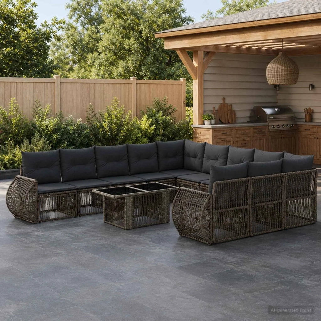 Set Divano da Giardino 12 pz Grigio e Grigio Scuro polyrattan 3437009