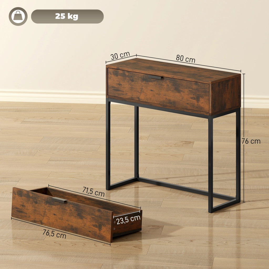 Tavolo console con cassetto ¨C zephmum ¨C 80x30x76 cm, nero, design industriale