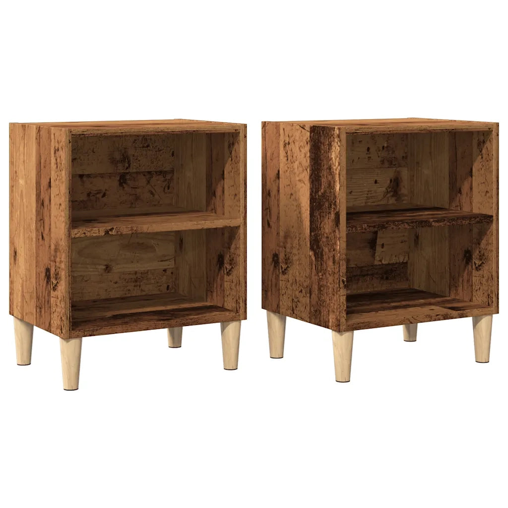 Comodini 2 pz Legno Vecchio 40x30x50 cm in Legno Multistrato 856417