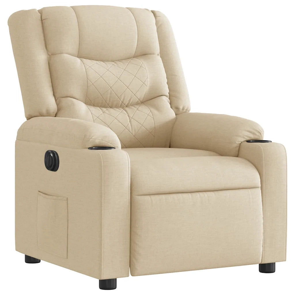 vidaXL Poltrona Elettrica Reclinabile Crema in Tessuto