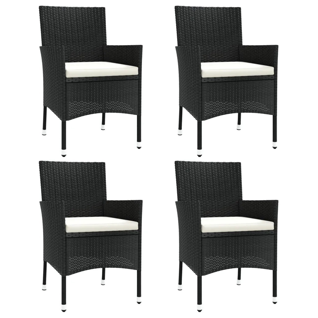 Sedie da Giardino con Cuscini 4 pz | Sedie da Esterno in Polyrattan Nere