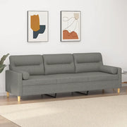 Divano a 3 Posti con Cuscini Grigio Scuro 210 cm in Tessuto 3153000