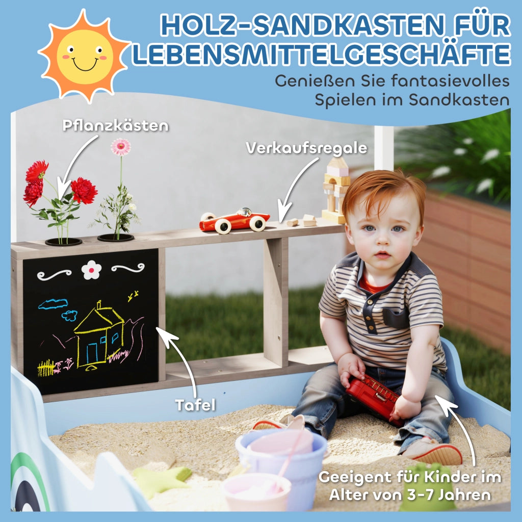 Sandbox con tettoia, panchina e lavagna ¨C zephmum ¨C 104x108x90 cm, blu