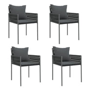 Sedie da Giardino con Cuscini 4 pz | Sedie da Esterno Nere 54x61x83cm in Polyrattan