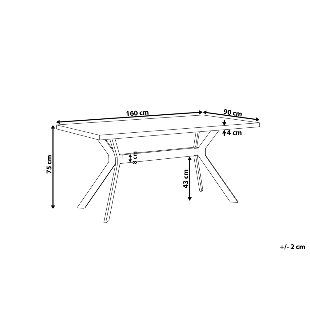Tavolo da pranzo effetto cemento 160 x 90 cm gambe in metallo Nero cucina industriale