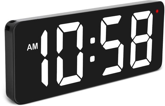 Orologio digitale da parete LED, grande orologio digitale da parete, orologio da tavolo, grande display numerico con adattatore e piedistallo da tavolo pieghevole, regolazione di illuminazione automatica, 12/24 H, (L) 215 x (B) 85 x (H) 20 mm - bianco