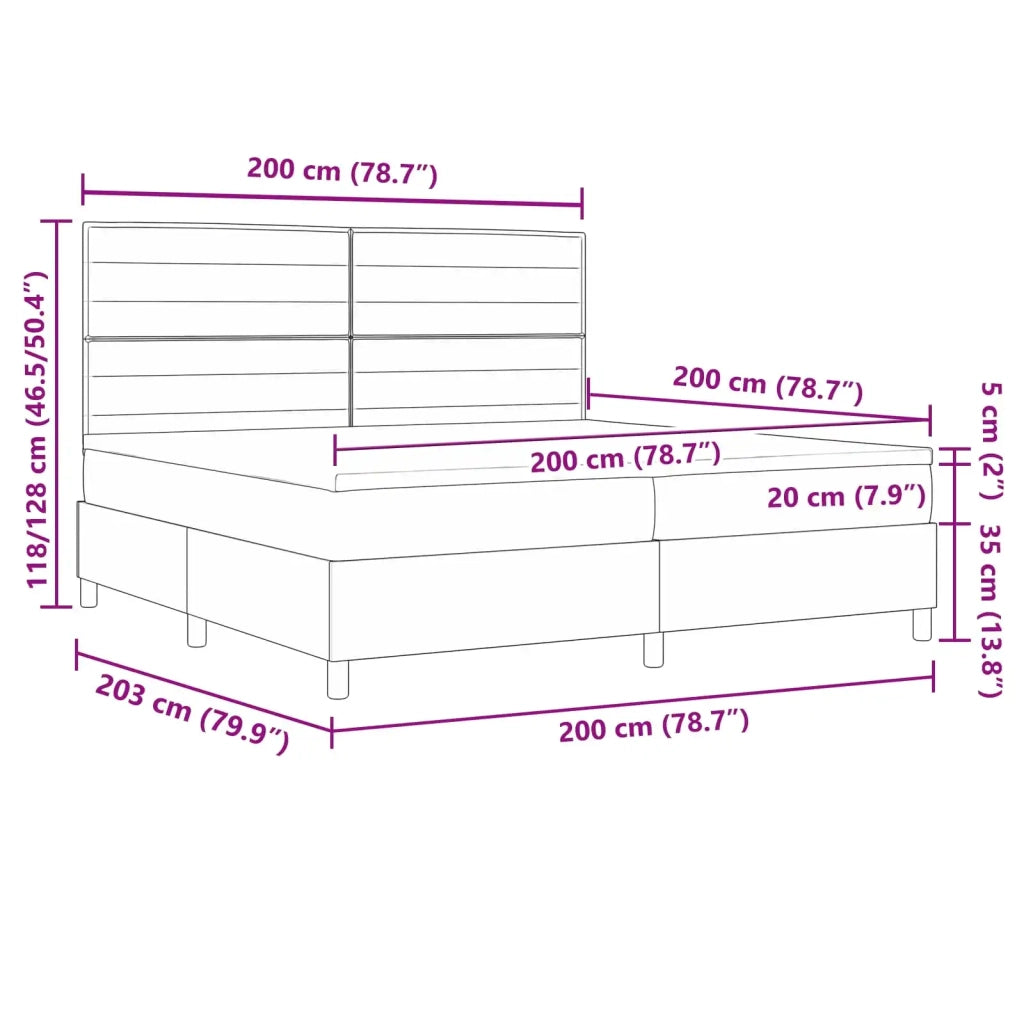 Letto a molle con materasso con led Blu 200 x 200 cm Tessuto 3342822