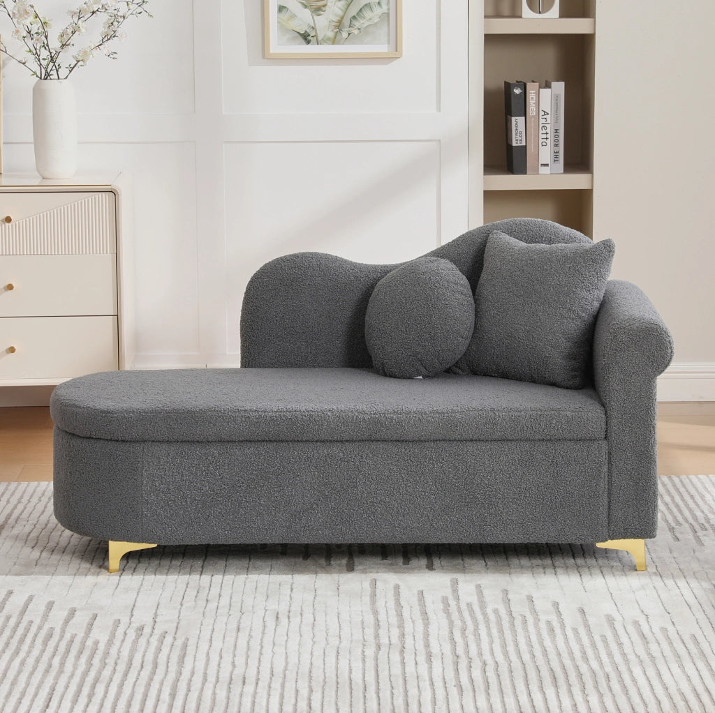 Chaise longue con contenitore 134 cm grigio antico