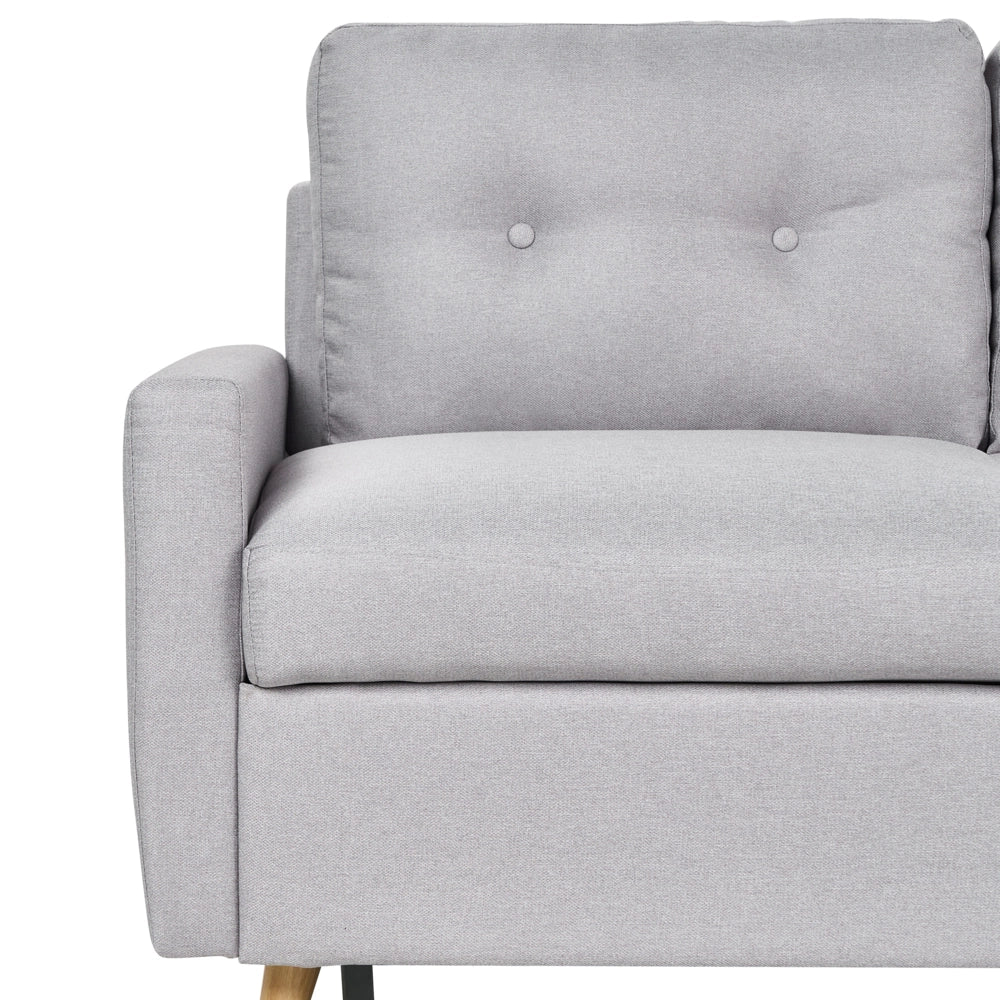 Divano letto angolare in tessuto grigio chiaro 4 posti contenitore a forma di L Orientamento a versione sinistra