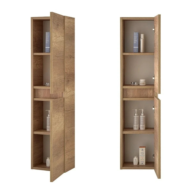 Mobile bagno sospeso 70 cm rovere naturale con pensile H 125 Nadia