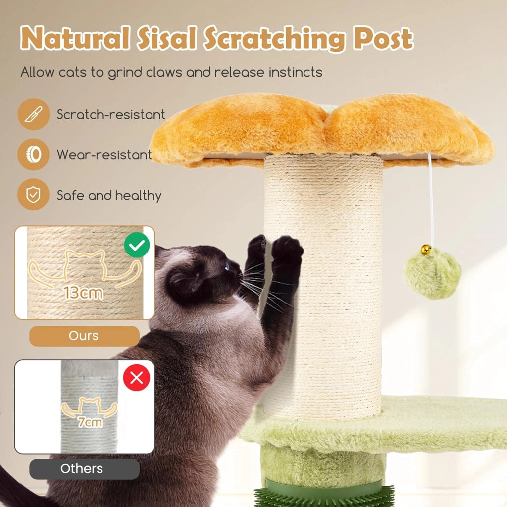 Tiragraffi, altezza 69 cm, spessore 13 cm, albero per gatti con colonna tiragraffi, dispositivo per la cura di sé, palla da appendere e piattaforma imbottita, albero per gatti stabile, albero da
