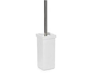 Toiletborstel in Resina | Design Decorativo per la Stanza da Bagno | Funzionale e Elegante | 7,5 x 7,5 x 35 cm - Collezione Iconik - Bianco