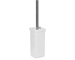 Toiletborstel in Resina | Design Decorativo per la Stanza da Bagno | Funzionale e Elegante | 7,5 x 7,5 x 35 cm - Collezione Iconik - Bianco