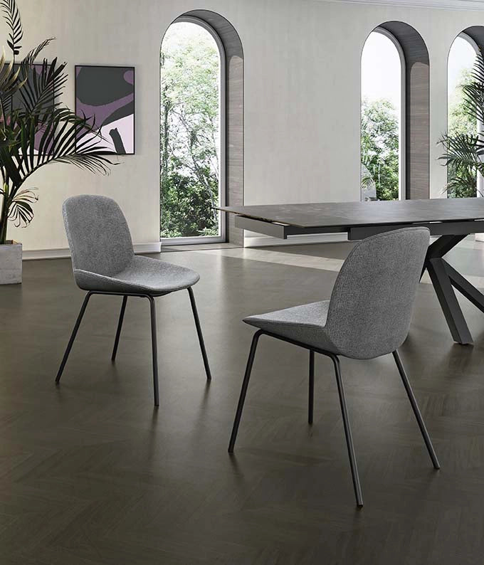 Eva - Sedia in tessuto grigio scuro 4 pz