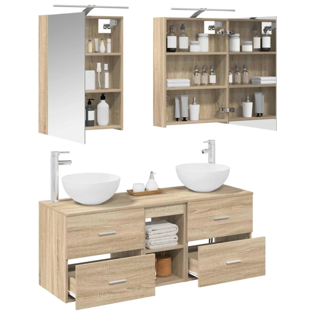 Set di mobili per il bagno 5 pz Rovere Sonoma 3406713