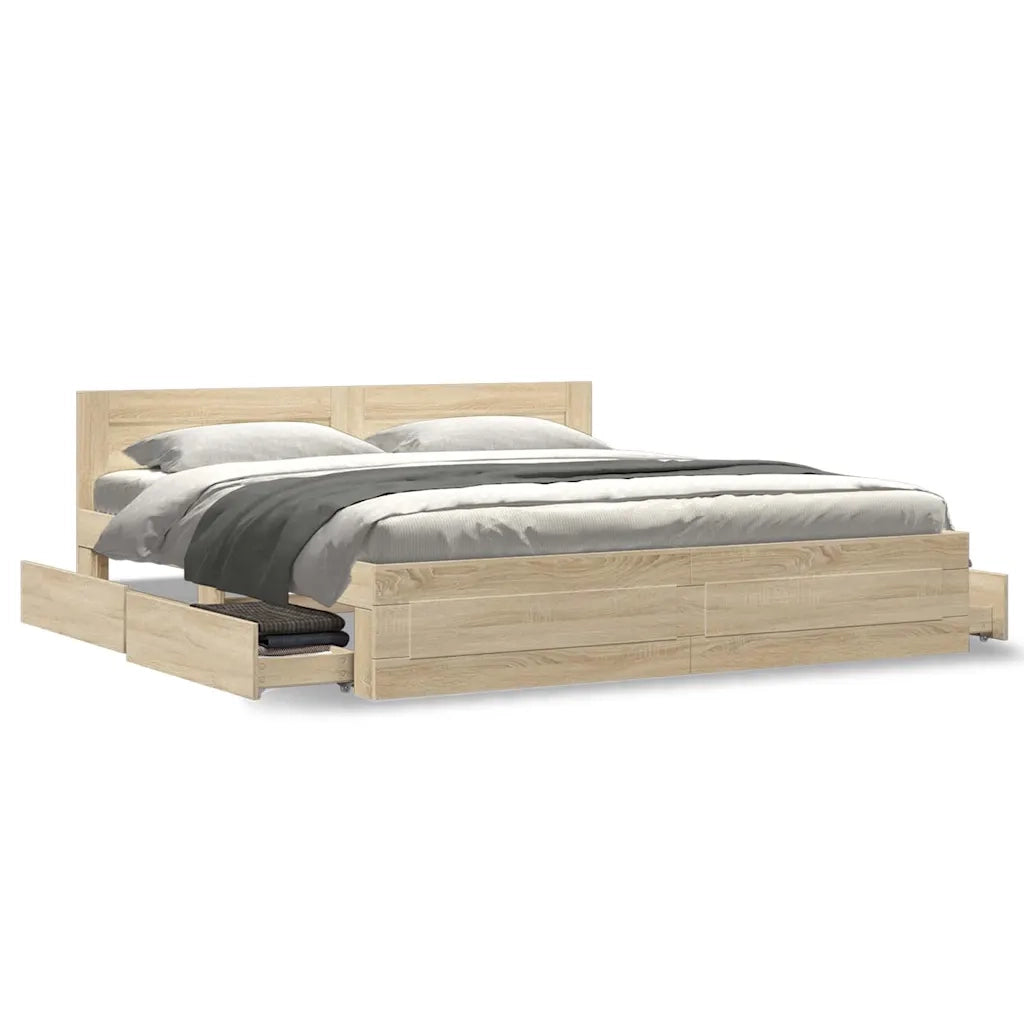 Struttura del letto 2 pcs Sonoma 193 x 203 cm Legno multistrato 3402856