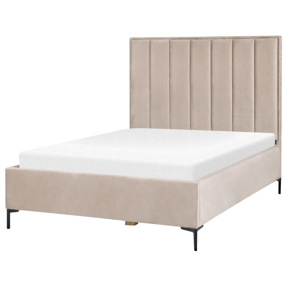 Set camera da letto in velluto grigio tortora matrimoniale 140 x 200 cm letto con contenitore 2 comodini imbottiti