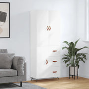 Credenza-Buffet-Armadio da cucina Bianca 69,5x34x180 cm in Legno Multistrato 970428