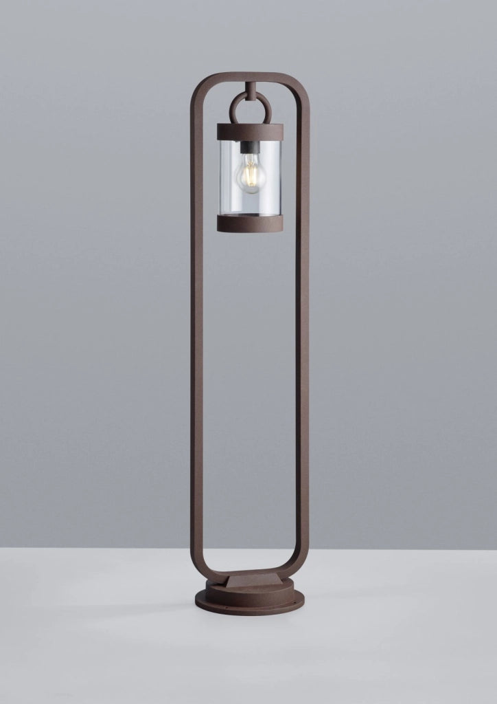 SAMBESI PALO ALTO LED DA ESTERNO LANTERNA CON SENSORE CREPUSCOLARE METALLO RUGGINE H. 100CM 1 LUCE ATTACCO E27