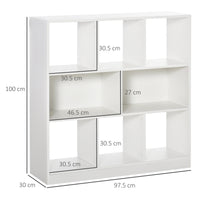 Mobile Libreria Portaoggetti a 3 Livelli e 8 Ripiani Totali 97,5x30x100 cm in MDF Bianco