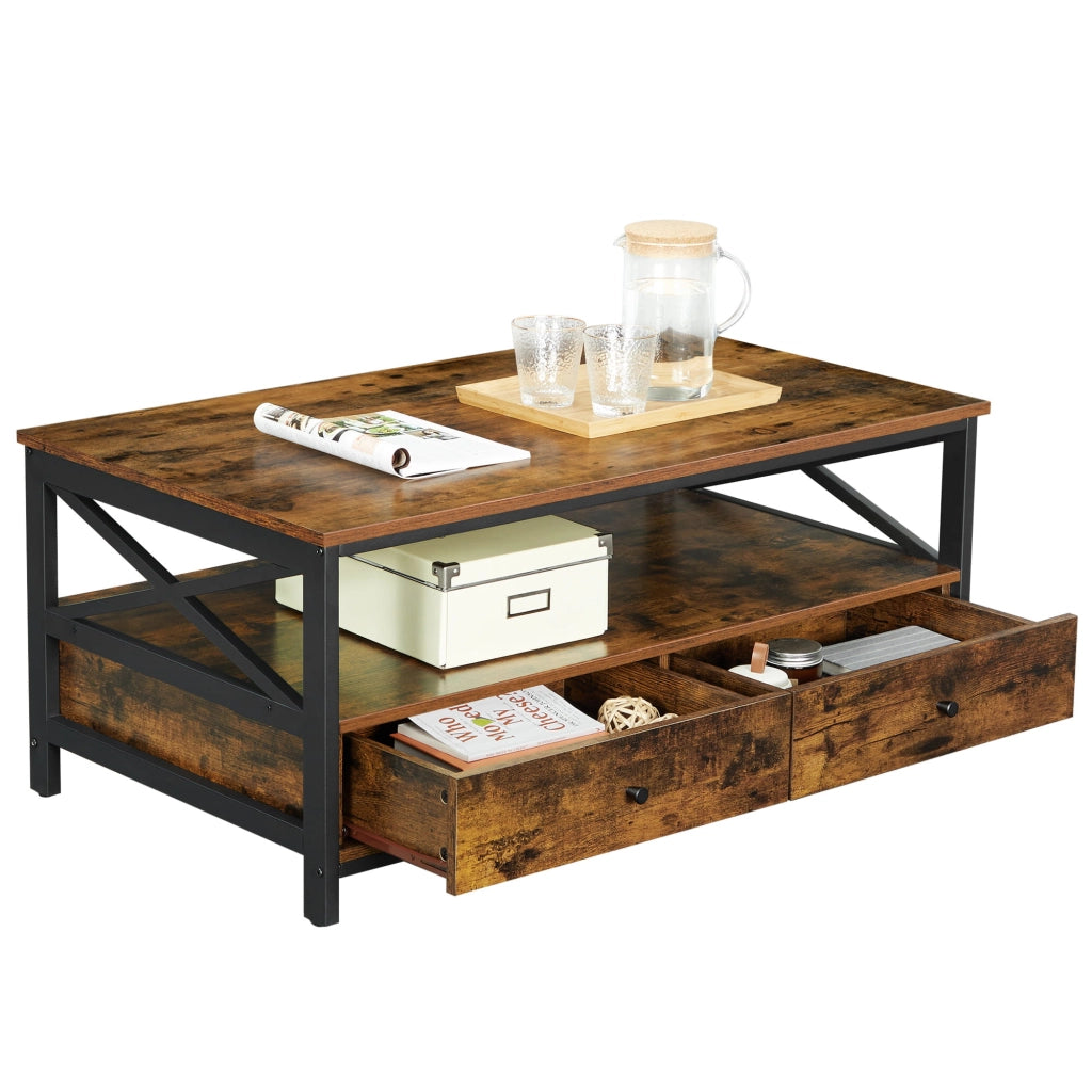 Tavolino da caffè Valora LCT21BXV1 in stile loft marrone rustico
